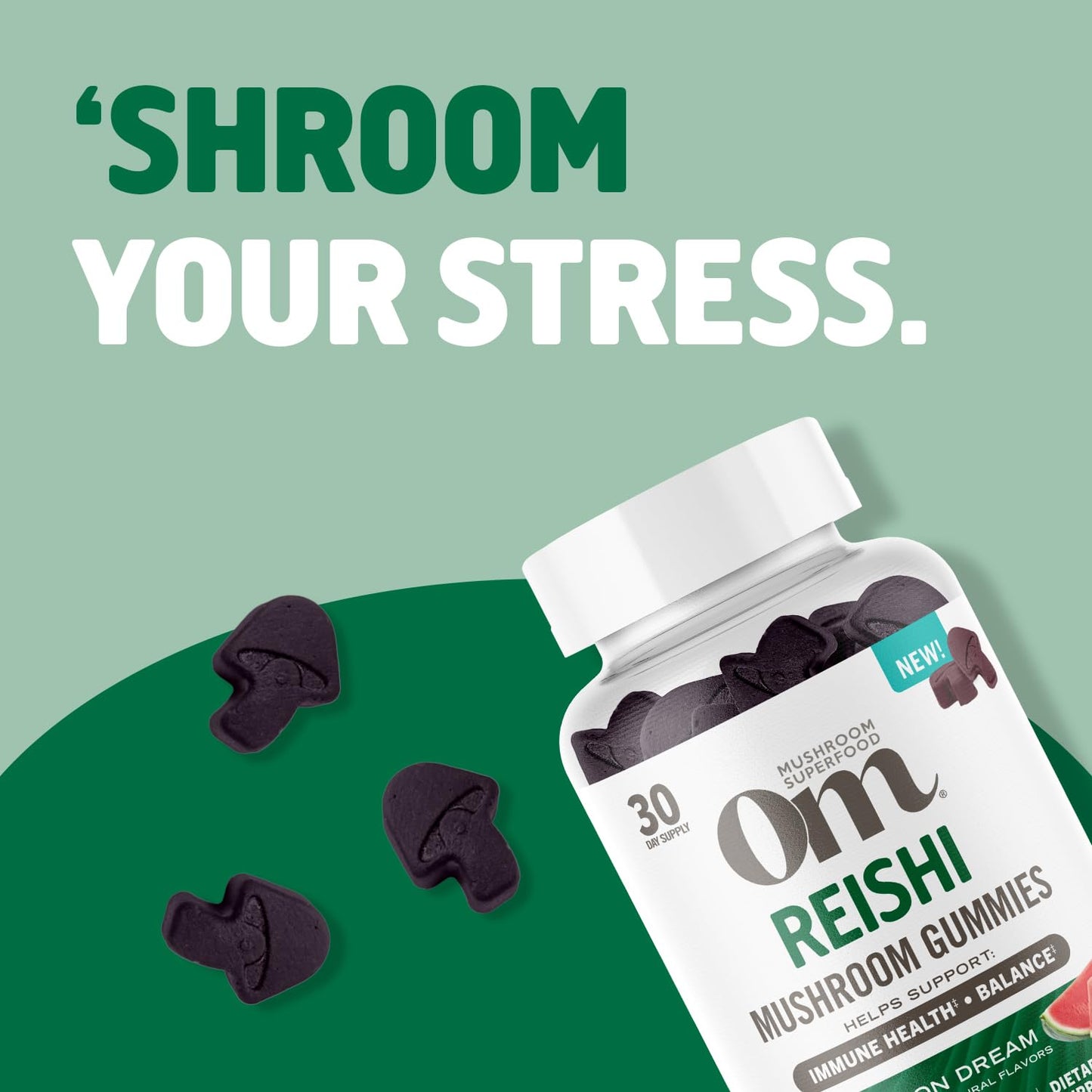 OM MUSHROOM SUPERFOOD Master Blend Mushroom Gummies – Organic 10-Mushroom Complex with Ashwagandha – Supports Immunity, Gut Health & Stress Relief – Mixed Berry Flavor – 28 Servings, 56 Count.