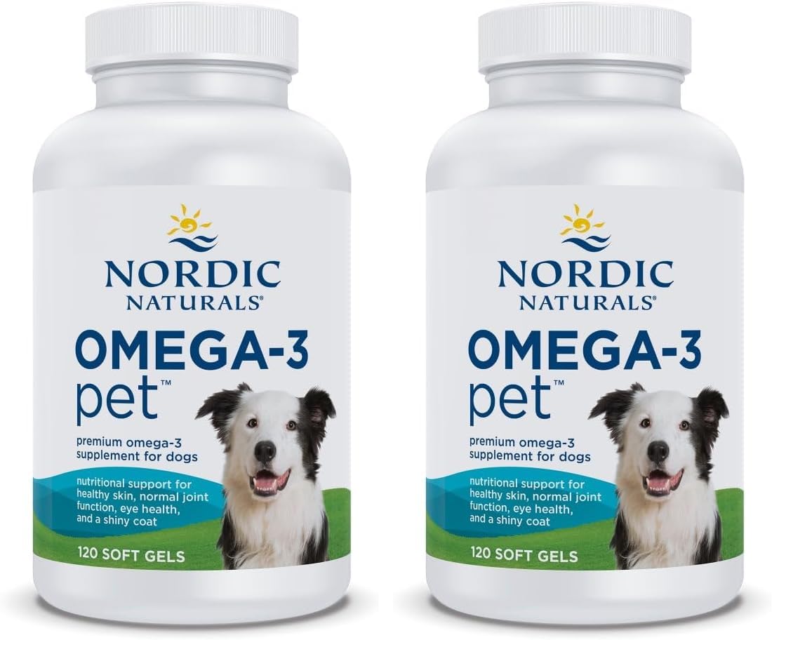 Nordic Naturals Omega-3 Fish Oil for Dogs with EPA + DHA - 180 Count | Easy-to-give soft gel capsules deliver 320 mg omega-3 per serving to support heart, skin, coat, and immune health in dogs