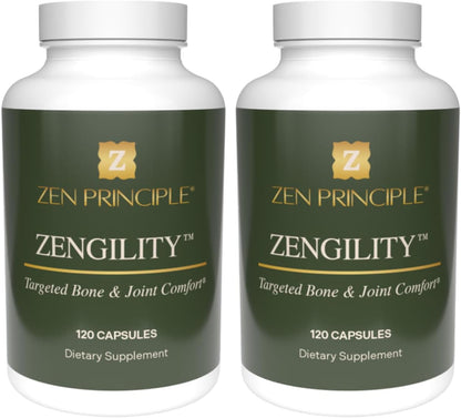 Zen Principle Zengility™ Joint Support & Bone Strength Supplement – Fast-Acting Relief with MSM, Plant Calcium, Vitamin K2 & D3. Shellfish-Free Vegan Formula for Mobility & Comfort. 240 Capsules