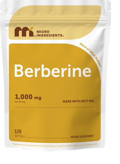 Micro Ingredients Berberine 1000mg with MCT Oil, 240 Softgels | Berberine HCl Supplement | Sourced from Berberis Aristata | Non-GMO, Gluten Free, No Soy