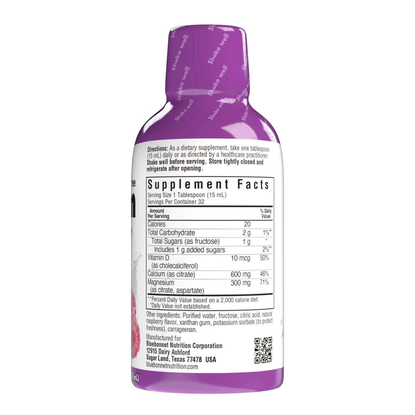 Bluebonnet Nutrition Liquid Calcium Citrate, Magnesium, Vitamin D3, Bone Health, Gluten Free, Soy Free, Milk Free, Kosher, 16 fl oz, 32 Servings, Mixed Berry Flavor