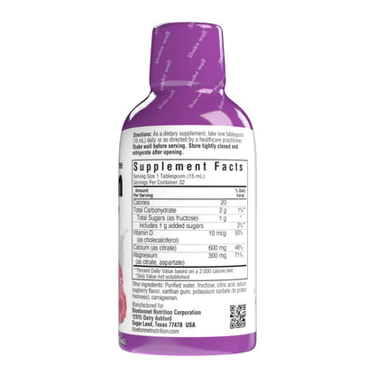 Bluebonnet Nutrition Liquid Calcium Citrate, Magnesium, Vitamin D3, Bone Health, Gluten Free, Soy Free, Milk Free, Kosher, 16 fl oz, 32 Servings, Mixed Berry Flavor