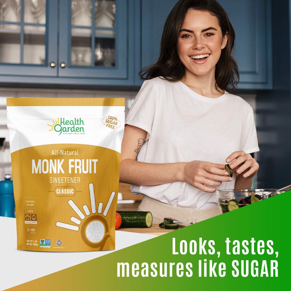 Health Garden Monk Fruit Sweetener, Golden Sugar Substitute - 2.5 lb