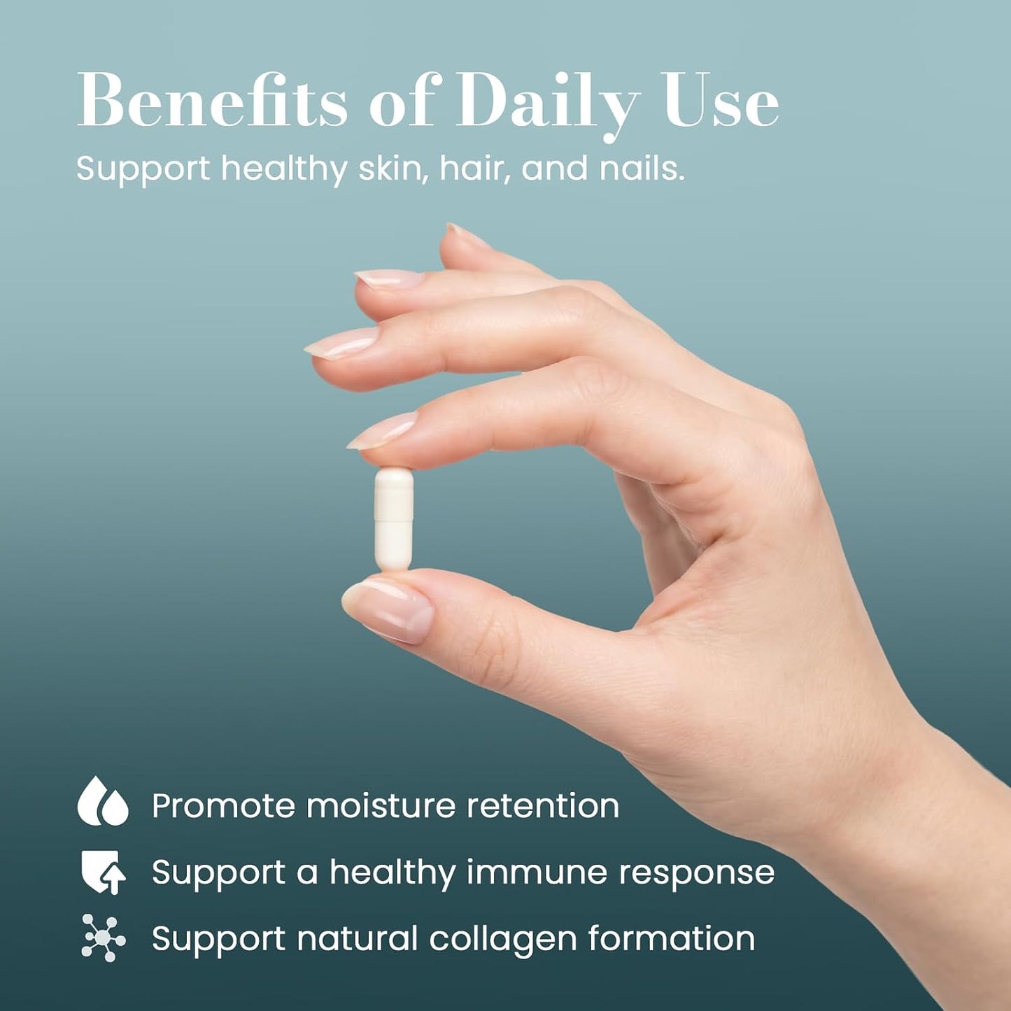 Women’s Hair Skin & Nails Vitamins Supplement,with Biotin,Collagen Peptides,Hyaluronic Acid,Vitamin A, C, E, B5,B6,Helps Maintain Skin Moisture and Suppleness,Support Hair Nails Health,120 Capsules