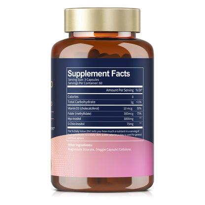 Totaria Myo-Inositol & D-Chiro Inositol Supplement Capules 3075mg, Plus Multivitamin Vitamin D3, Folate, Ideal 40:1 Ratio - Hormonal Balance for Women & Ovarian* Support | Vegan, Non GMO - 120 Caps