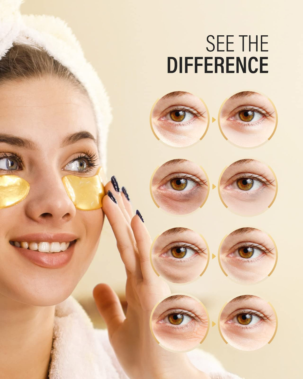 Maskiss 24k Gold Under Eye Patches (30 Pairs), eye mask, Collagen Skin Care Products