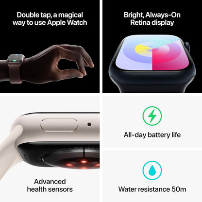 Apple Watch Series 9 [GPS, 45mm] - Midnight Aluminum Case with Midnight Sport Band, M/L (Renewed Premium)