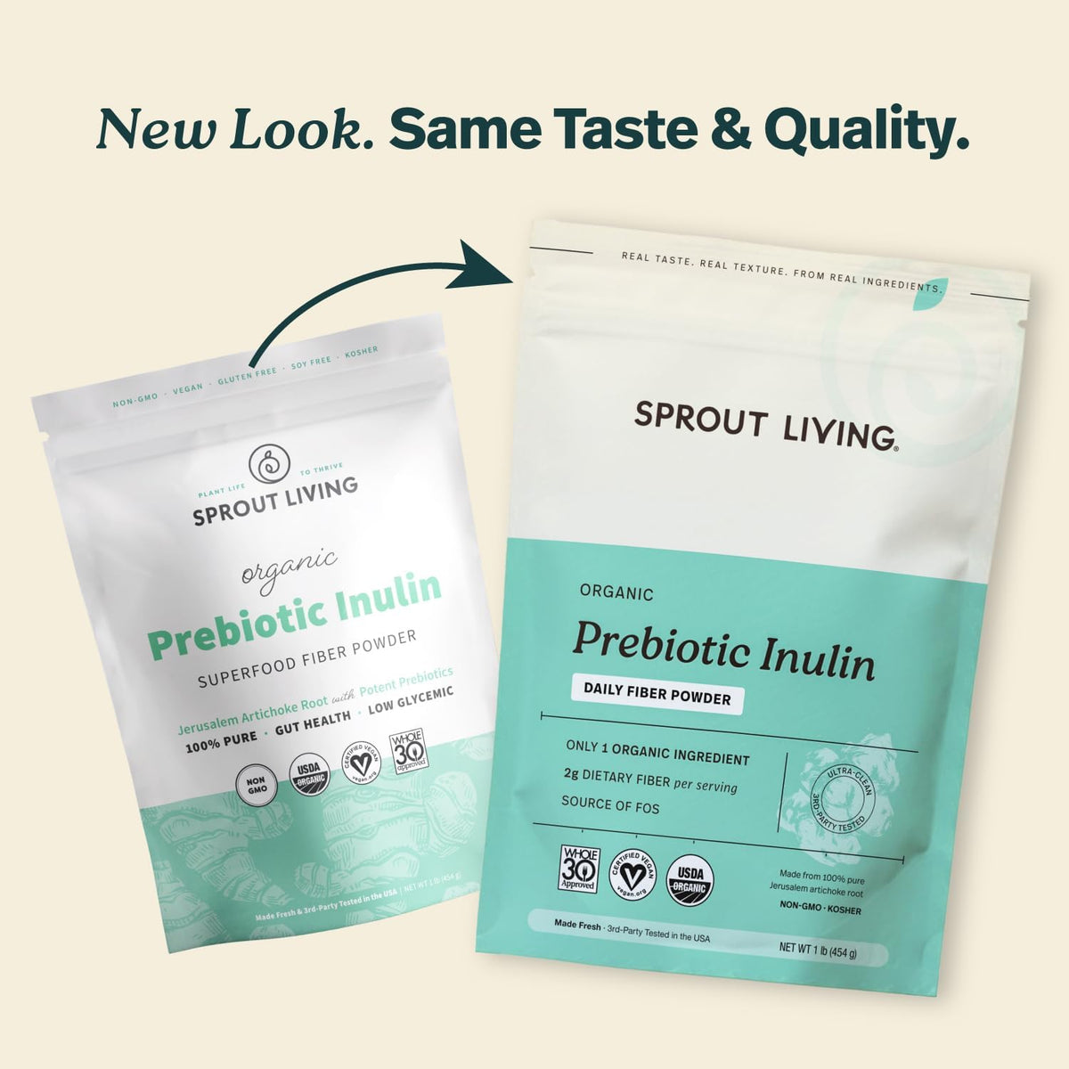 Sprout Living Organic Inulin with FOS Prebiotic Powder, Soluble Fiber for Leaky Gut, Bloating, Digestion, Feed Friendly Bacteria (Probiotics), 1 Scoop Daily, 1 lb (90 Servings)