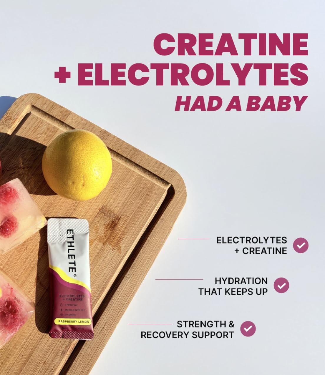 Electrolytes + Vitamins + Creatine, Powder (3-Flavors), 5g Creatine Monohydrate, with Electrolytes, Magnesium, Potassium, Vitamins B6, B12 & C (Peach Mango, Lemon Lime, Raspberry Lemon)