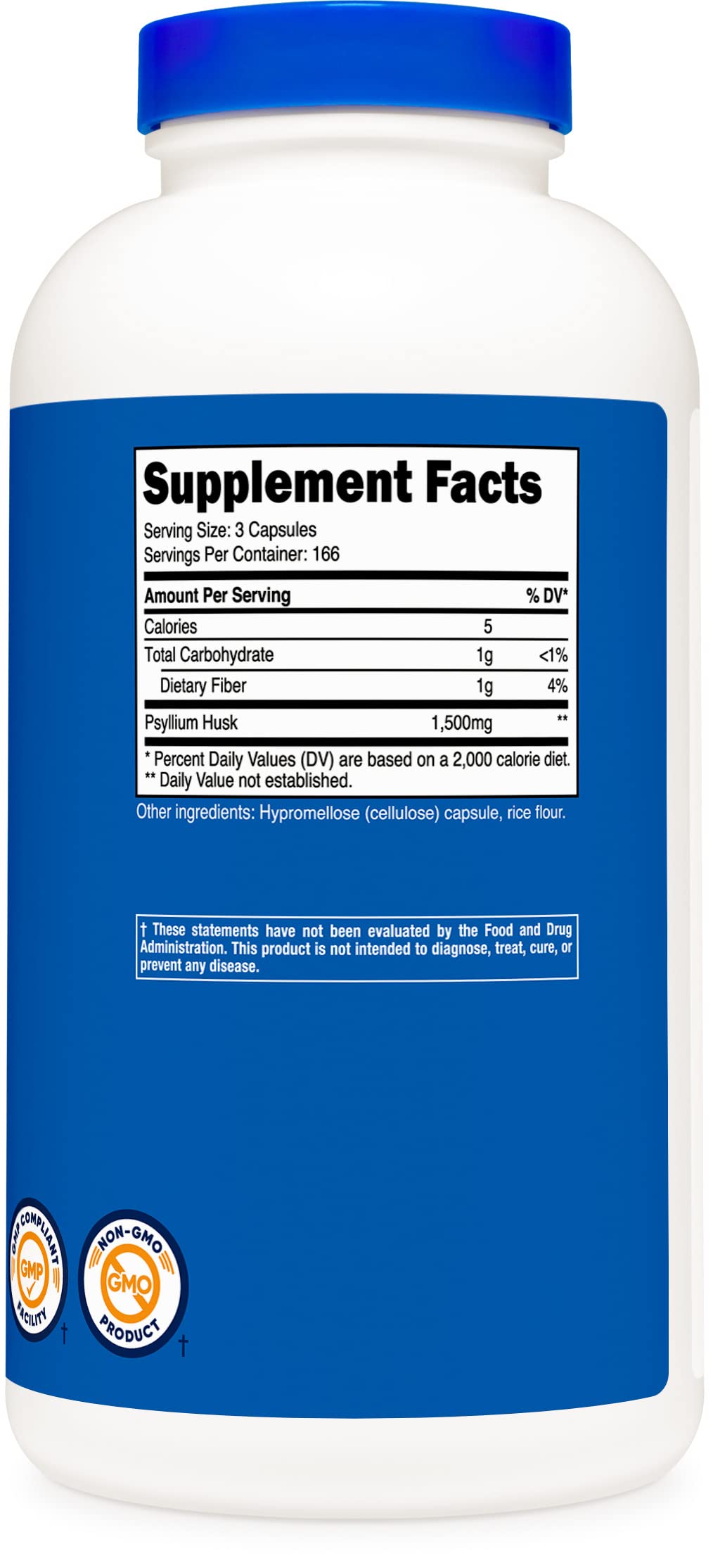 Nutricost Psyllium Husk 1500mg Per Serving, 500 Capsules - Non-GMO & Gluten Free