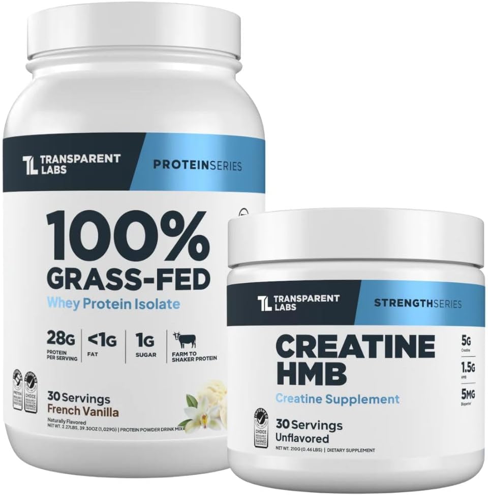 Transparent Labs Grass-Fed Whey Protein Isolate, French Vanilla, Creatine HMB, Unflavored