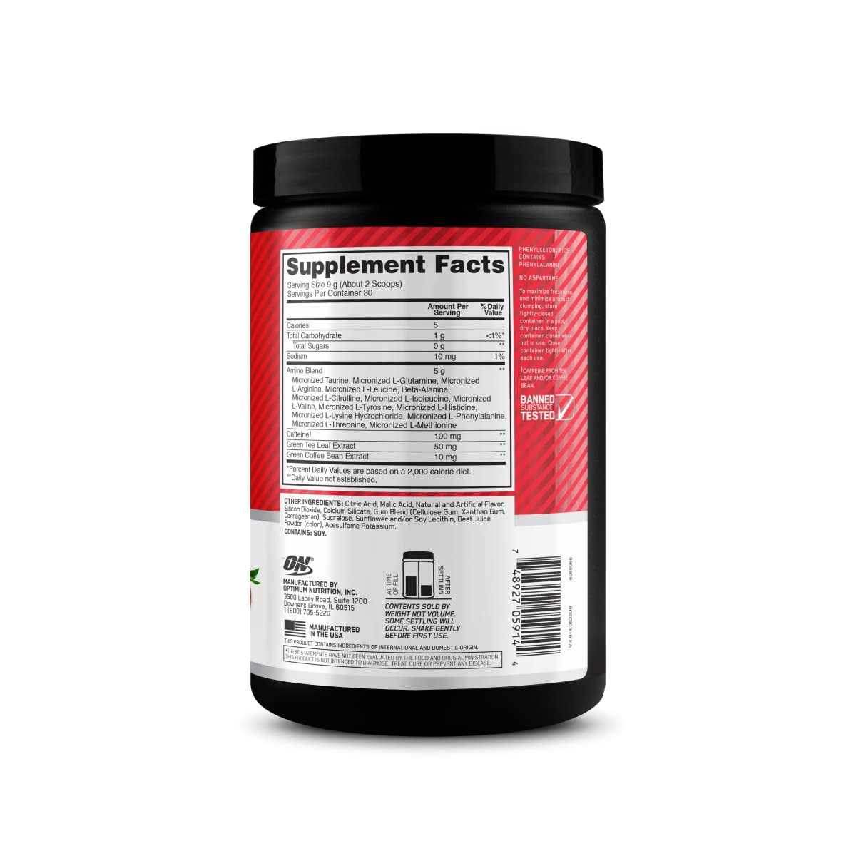 Optimum Nutrition Amino Energy - Pre Workout with Green Tea, BCAA, Amino Acids