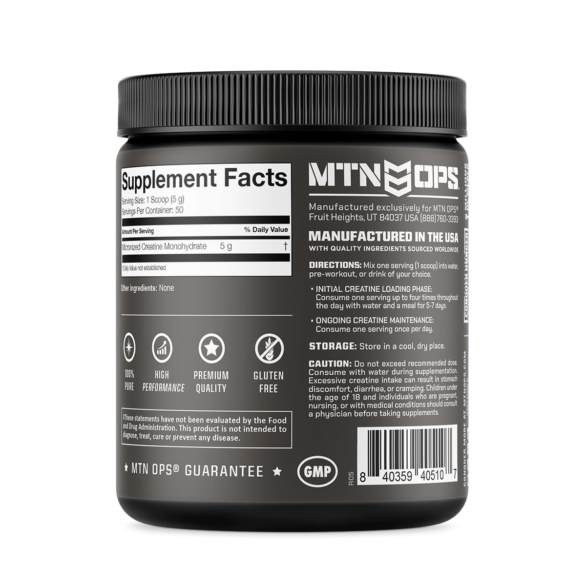 MTN OPS Creatine Gummies, 5g Creatine Monohydrate, Blue Razz, 100 Ct