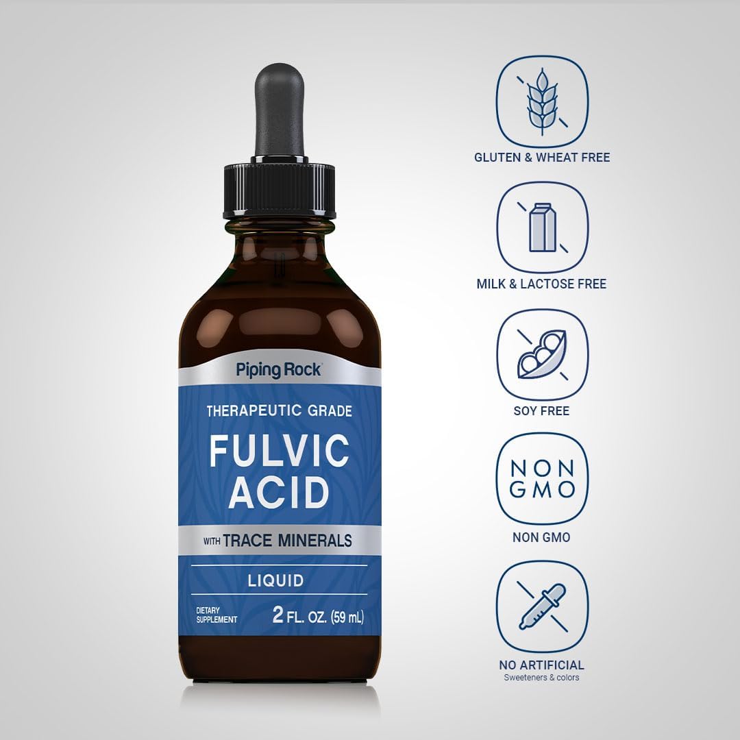 Piping Rock Liquid Fulvic Acid Drops | 2 fl oz | with Trace Minerals | Ionic Supplement | Vegetarian, Non-GMO & Gluten Free