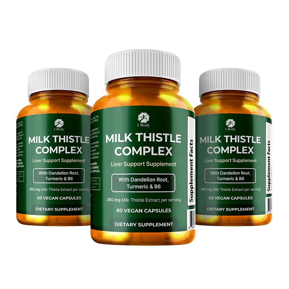 1 Body Milk Thistle Complex, Liver Support, 60 Vegan Capsules, 30 Servings