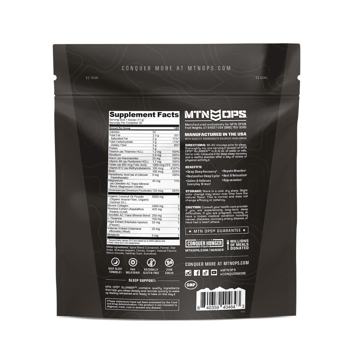 MTN OPS Slumber Sleep Support Powder, Sleepy Cocoa