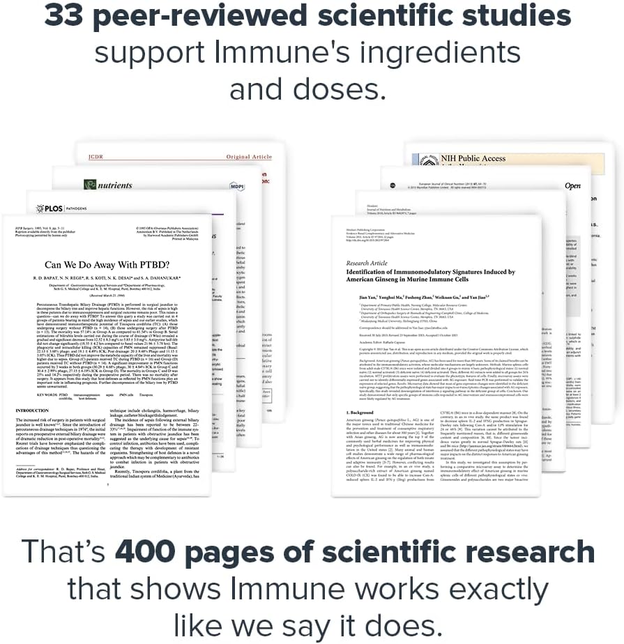 LEGION Immune- Immune Booster for Adults, Natural Immunity System Support w/Vitamin C (500mg), American Ginseng, Guduchi, and Garlic Supplement.