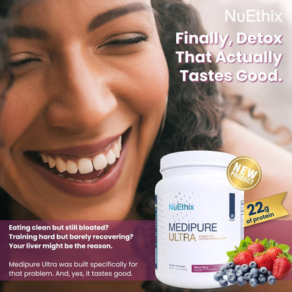 NuEthix Formulations Medipure DS with Pea Protein Powder 19g, Phase 1 & 2 Detoxification System, Supports the Body’s Natural Detoxification Process, Vanilla Wafer (Non-Caffeinated), 20 Servings