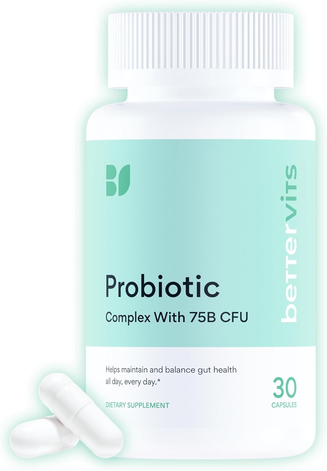 Bettervits Probiotics for Women & Men – 75 Billion CFU | Digestive Health and Gut Support Prebiotic | 14 Clinically Studied Strains with Vitamin B12, Lactobacillus and Inulin Fiber | 30 Capsules
