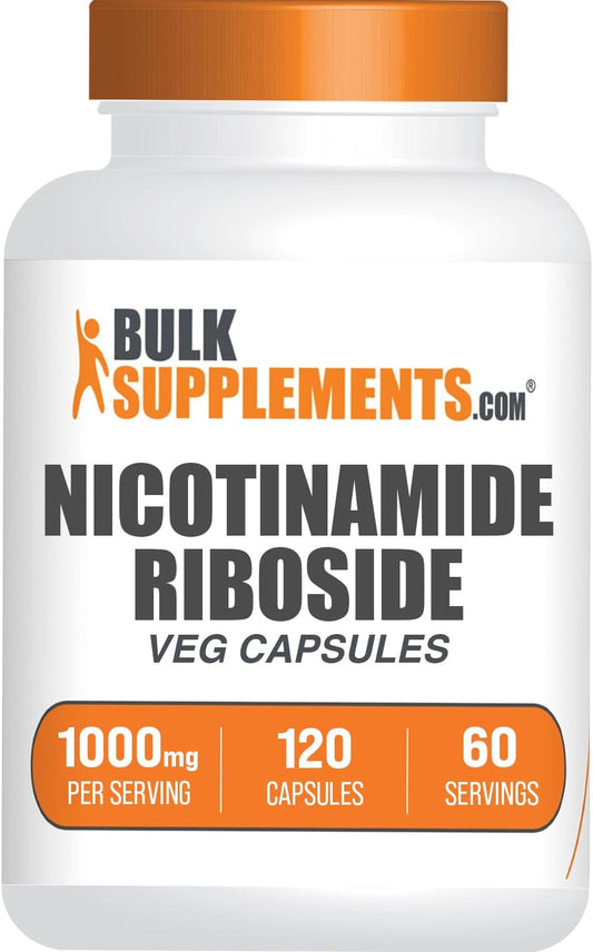BulkSupplements.com Nicotinamide Riboside Capsules - NAD+ Supplement, Nicotinamide Riboside 1000mg - Gluten Free, 2 Capsules per Serving, 120 Count (Pack of 1)