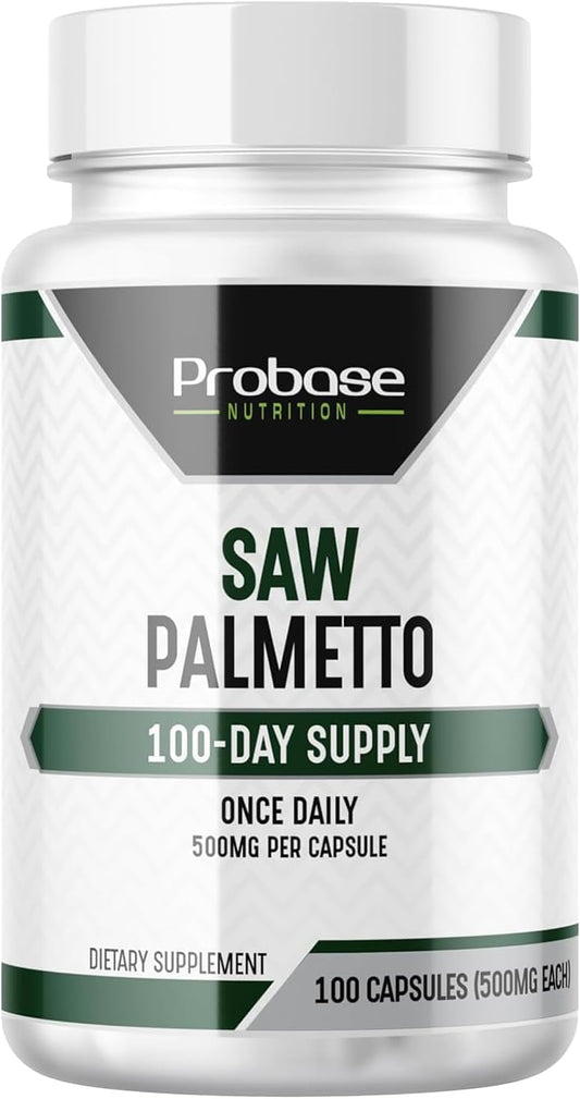 Probase Nutrition Saw Palmetto Herbal Supplement for Prostate and Urinary Health Support, 500mg, 100 Capsules, 3+ Month Supply
