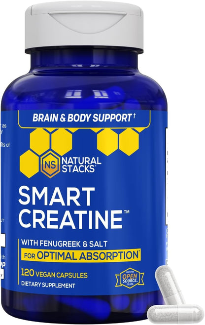 NATURAL STACKS Dopamine Brain Food + Creatine Monohydrate Bundle - Supports Mental Drive & Brain Health* - Advanced Absorption Formula - 180 Total Capsules