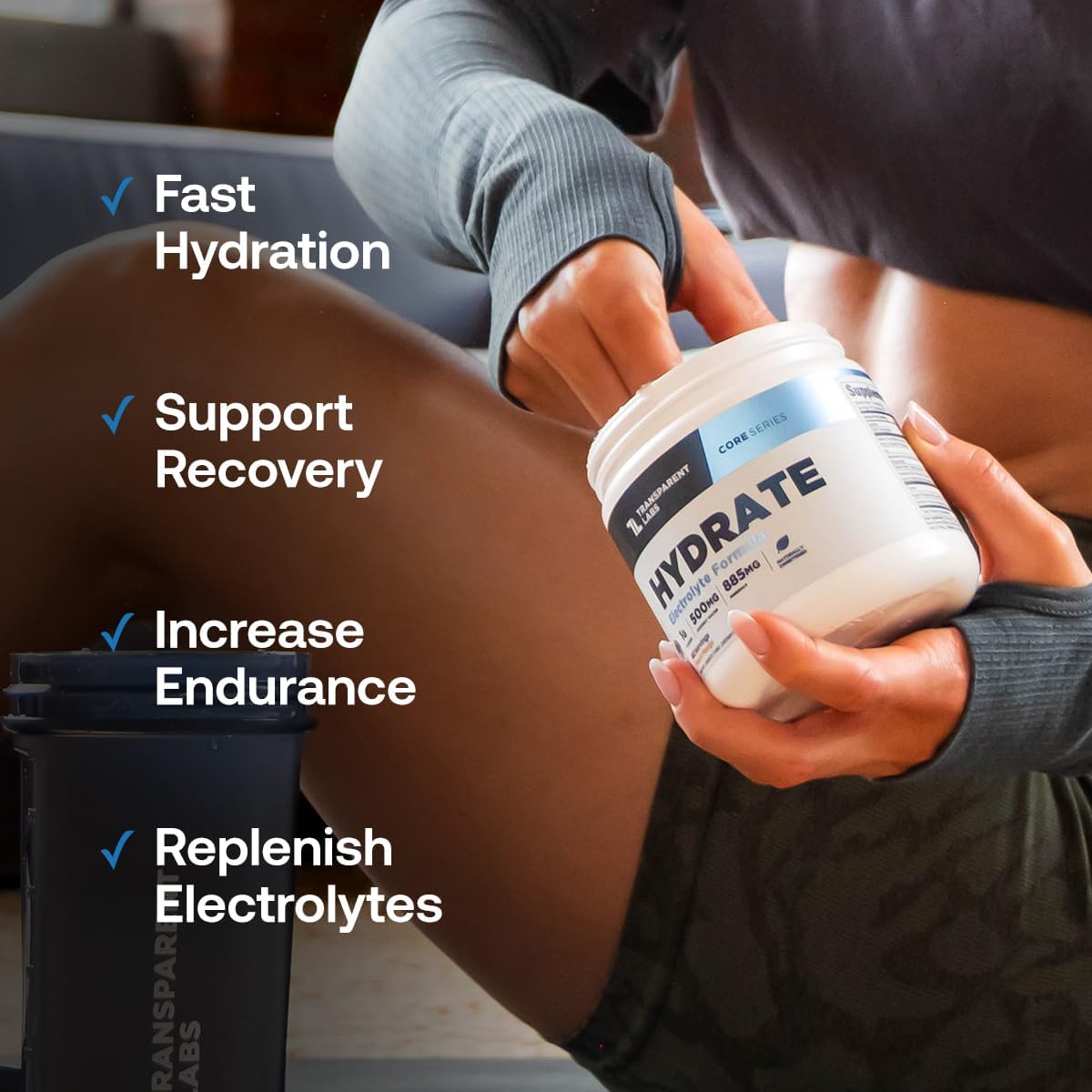 Transparent Labs Hydrate Electrolytes Powder (40 Servings, Tropical Punch) & Creatine HMB (30 Servings, Strawberry Lemonade)