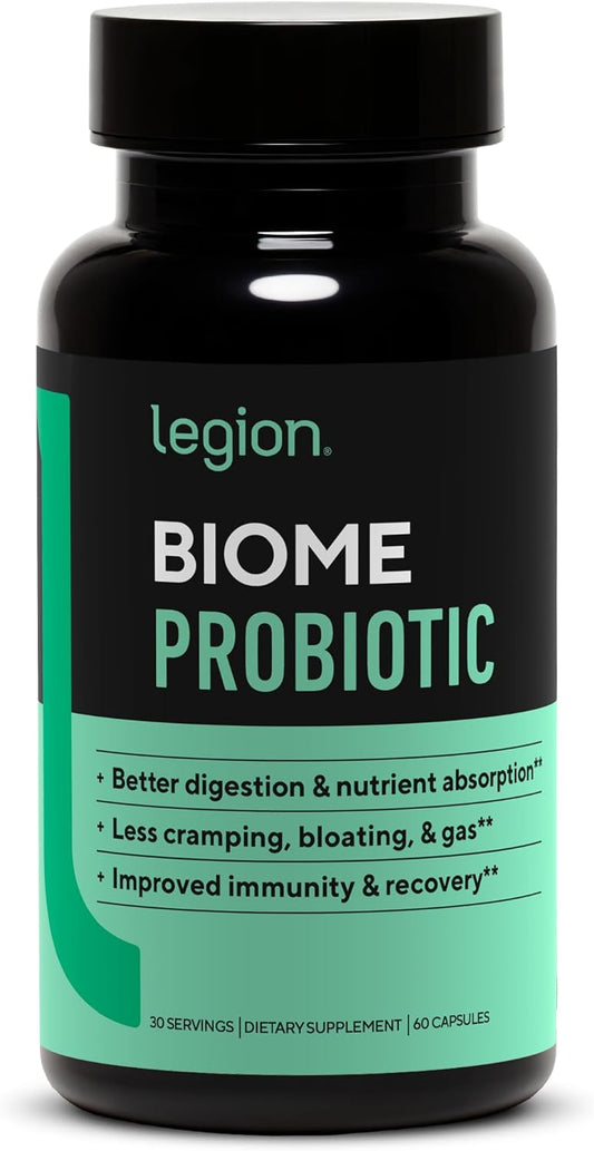 LEGION Biome Probiotic - Natural Probiotics Gut Health Supplement for Women & Men - Probiotic Nutritional Supplements Help Reduce Bloating, Cramping & Gas - Colon Health Probiotic Pills, 30 Servings