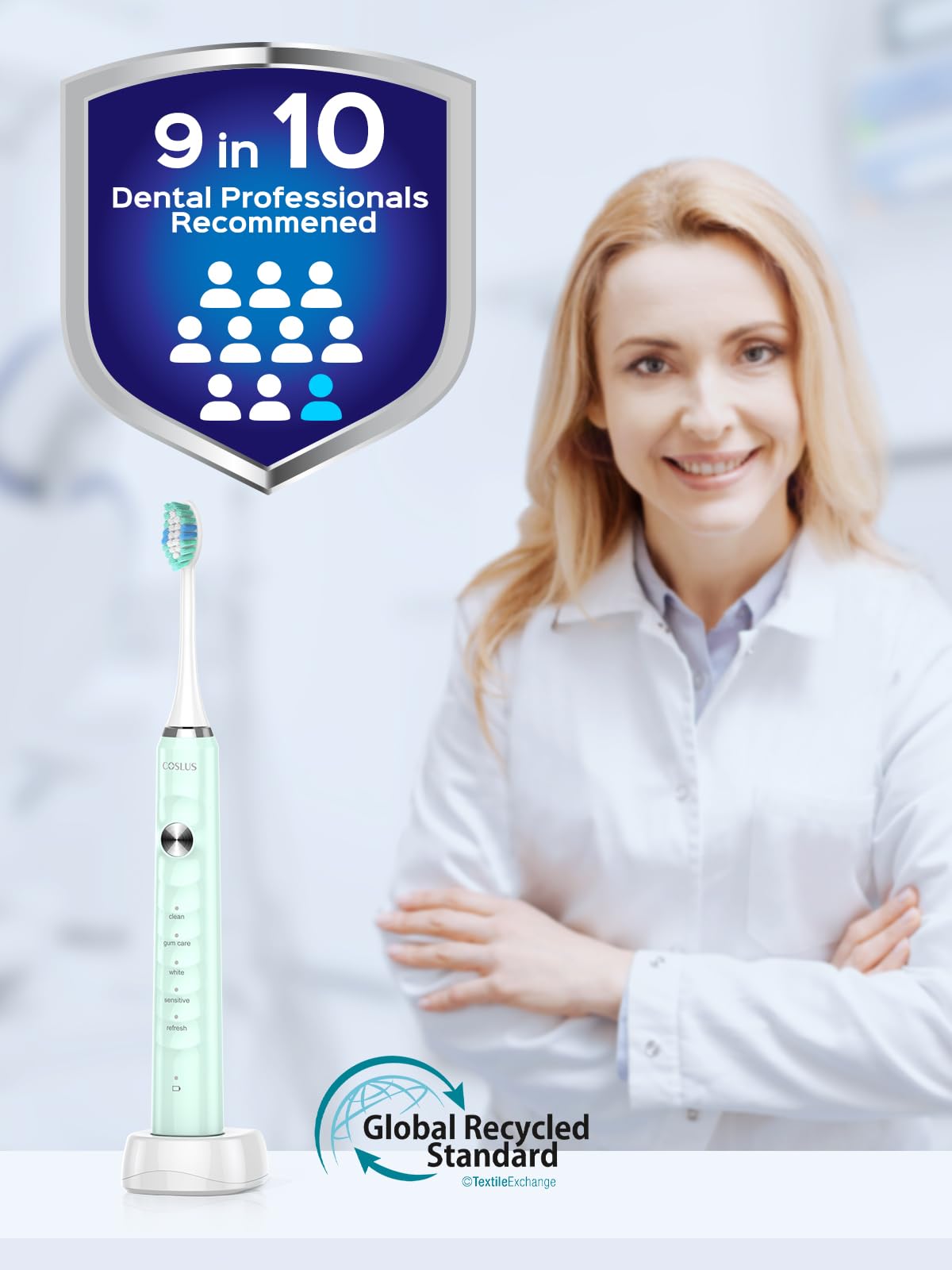 COSLUS C40 Sonic Electric Toothbrush for Adults & Family, Black, 1PC