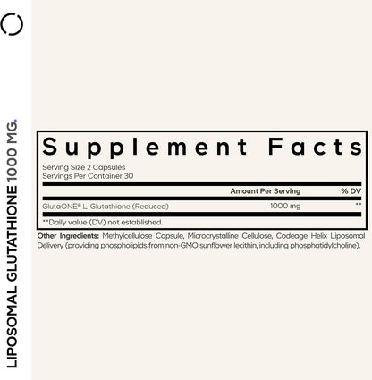 Codeage Liposomal Glutathione 1000 mg Supplement, High-Potency Reduced L-Glutathione - Liposomal Delivery - Phospholipids - Non-GMO, Gluten-Free - 60 Capsules
