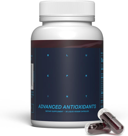 Blueprint Bryan Johnson Advanced Antioxidant Supplement – Lutein, Zeaxanthin, Lycopene, Vitamin K1, K2 – Vegan Capsules for Vision, Bone & Heart Support – Updated Formula of Essential Softgels