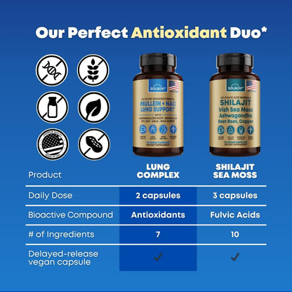 Mullein Leaf Extract & NAC Lung Detox Cleanse- N-Acetyl Cysteine, Marshmallow Root, Bromelain - Lung Health, Sinus, Mucus Removal Support Supplement for Smokers - 90 Capsules, Non-GMO, Gluten-Free