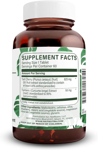 Natural Nutra Tart Cherry Extract with Turmeric Curcumin, Helps Reduce Muscle Soreness, Supports Immune System, Promote Joint Health, Improves Sleep Quality, Vegan, Vegetarian, Gluten Free, 60 Tablets