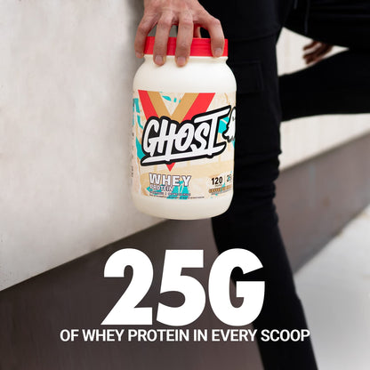GHOST Whey Protein Powder, Cinnabon - 2LB, 25G of Protein - Cinnamon Roll Flavored Isolate, Concentrate & Hydrolyzed Whey Protein Blend - Post Workout Shakes - Soy & Gluten Free