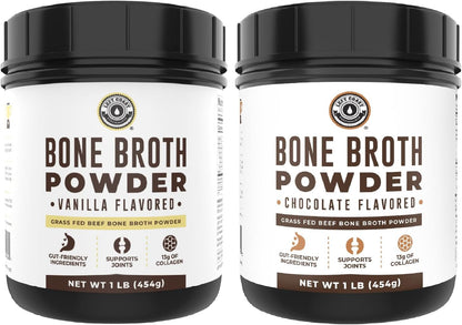 Left Coast Performance Vanilla Bone Broth Protein Powder, 16oz + Chocolate Bone Broth Protein Powder 16oz