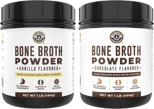 Left Coast Performance Vanilla Bone Broth Protein Powder, 16oz + Chocolate Bone Broth Protein Powder 16oz