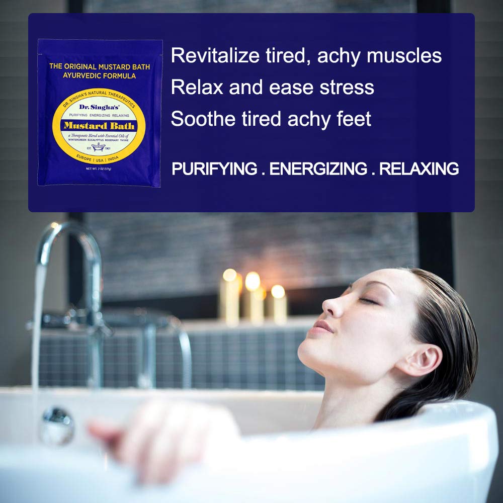 Dr. Singha's Mustard Bath Soak – Aromatherapy Bath Salts with Mustard Seed & Essential Oils for Muscle Relaxation, Stress Relief & Soothing – Epsom Salt Alternative, 16 oz