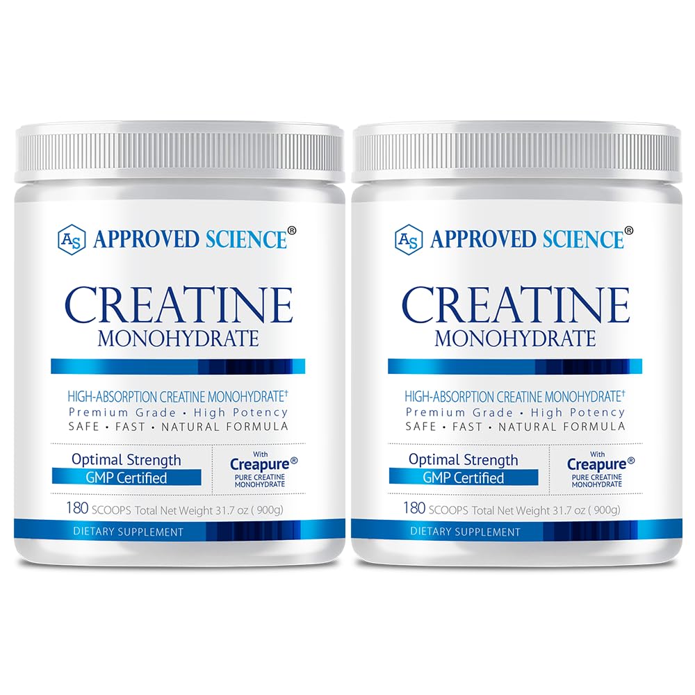 Approved Science Creatine Monohydrate Powder – with BioPerine – Supports Strength, Lean Muscle & Recovery – 5 g Per Serving – Unflavored Creatine Powder – Non-GMO, Vegan – 60 Servings