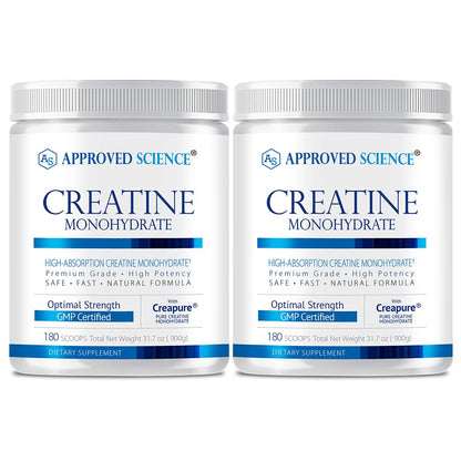 Approved Science Creatine Monohydrate Powder – with BioPerine – Supports Strength, Lean Muscle & Recovery – 5 g Per Serving – Unflavored Creatine Powder – Non-GMO, Vegan – 60 Servings