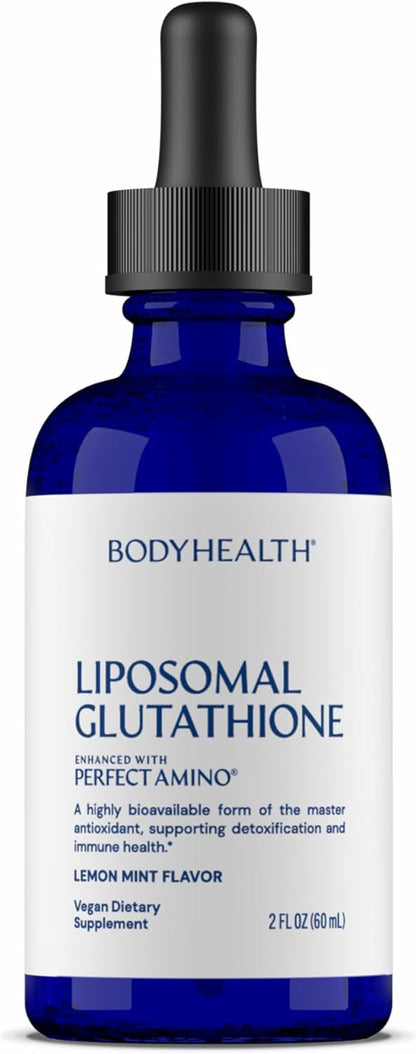 BodyHealth Liposomal L-Glutathione 100 mg – Lemon Mint Flavor | Supports Detox, Liver & Immune Health | Vegan, Non-GMO, Gluten-Free - 2 FL OZ (60 mL)