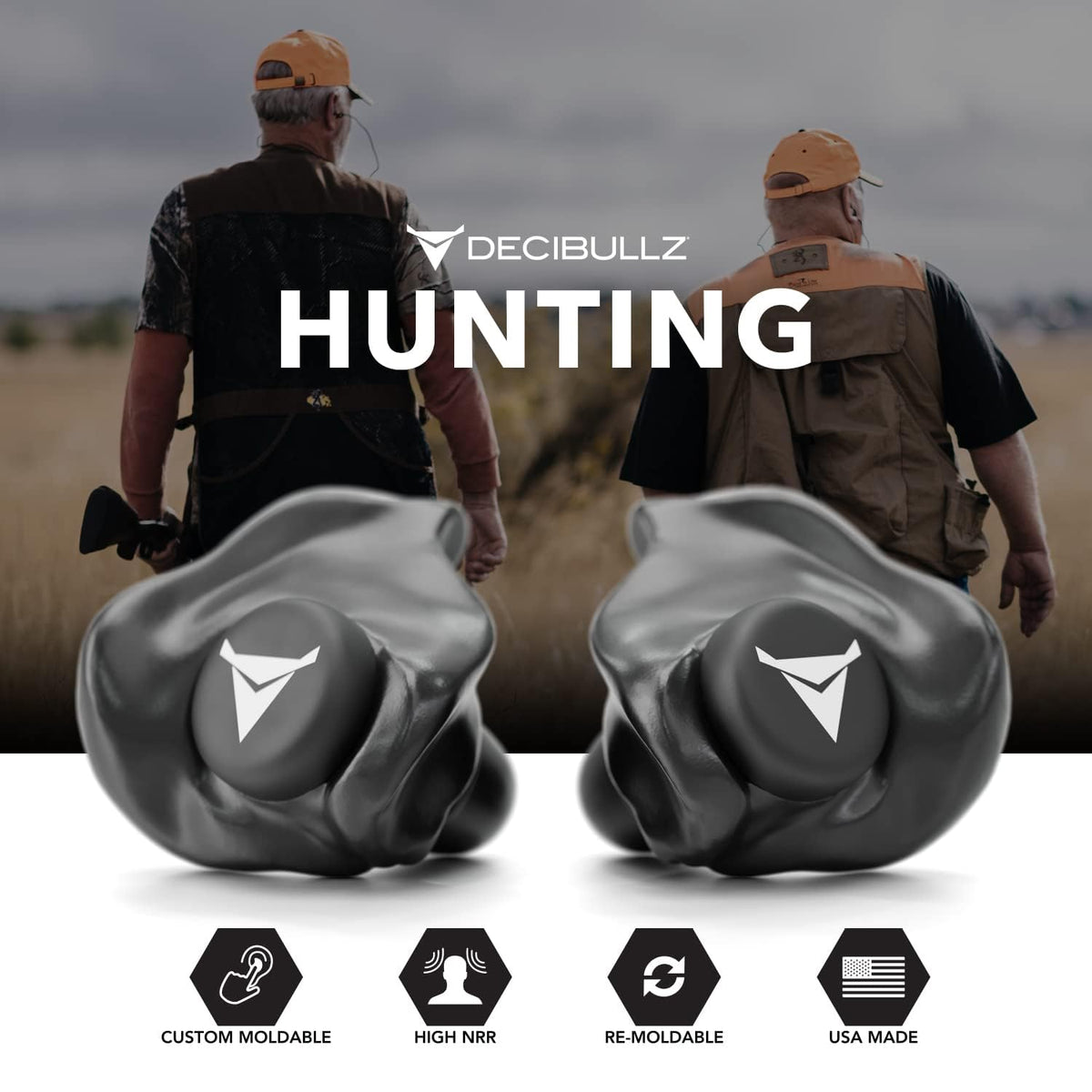Decibullz - Custom Molded Earplugs, 31dB Highest NRR, Comfortable Hearing Protection