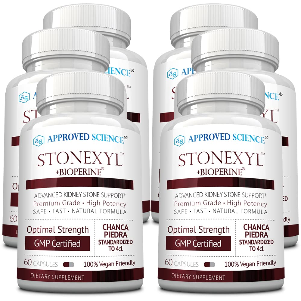 Approved Science Stonexyl - Herbal Support for Kidney Stones - 60 Capsules - Chanca Piedra - High Absorption -1 Month Supply - Vegan