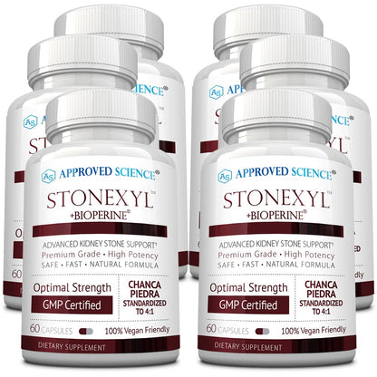 Approved Science Stonexyl - Herbal Support for Kidney Stones - 60 Capsules - Chanca Piedra - High Absorption -1 Month Supply - Vegan