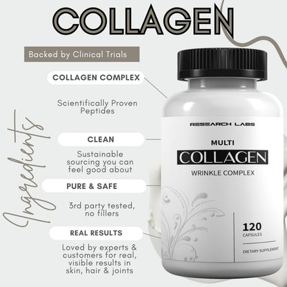 Research Labs 2 for 1 Promo 240 Collagen Pills - 6000 mg Per Day. Grass Fed Anti-Aging Support for Skin, Joints, Tendons, Bones, Hair and Nails. Paleo Friendly. Collagen Peptides Powder Supplement…