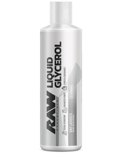 RAW Liquid Glycerol Workout Supplement, Liquid Glycerol Supplement for Enhanced Pumps, Increased Muscle Fullness, Endurance & Hydration - Pre-Workout for Men & Women, 32 Servings (Strawberry Slush)
