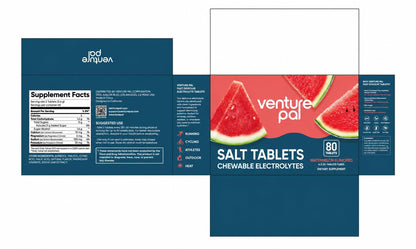 Venture Pal Chewable Electrolyte Tablets, 80 Count, Fast-Dissolve, Variety | Sugar Free Stick Salt Tablets, Gluten Free, Variety Pack for Rapid Hydration, Hiking, Outdoor Running, Keto & Vegan Friendly
