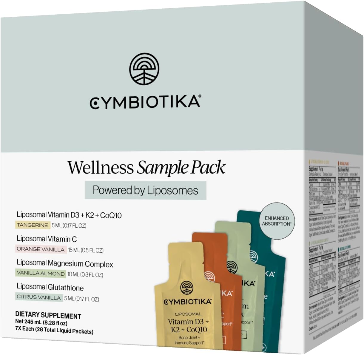 CYMBIOTIKA Liposomal Essentials Sampler, 4 Daily Favorites, 28 Packets