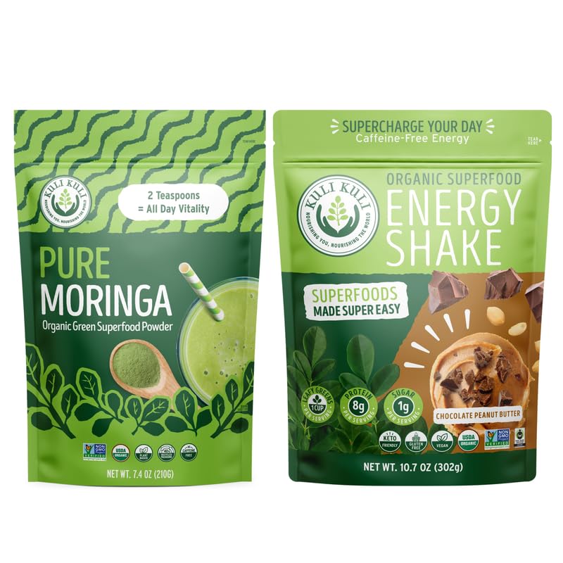 Kuli Kuli Moringa Oleifera Organic Leaf Powder & Green Smoothie, 100% Pure USDA 