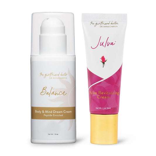 Dr. Anna Cabeca Hormone Harmony Bundle Balance Nourishing Cream | Julva Intimate Vulva Moisture Cream (60-Day) + Balance Nourishing Skin Cream – Cosmetic Moisturizers for Midlife Skin Support