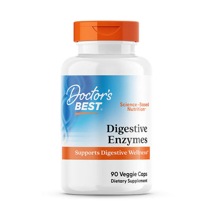 Doctor's Best Digestive Enzymes Supplement for Women & Men - Supports Gut Health, Digestion, & Overall Wellness, Formulated with Amylase, Super Enzyme Blend for Food Break Down, Non GMO - 90 Veg Caps